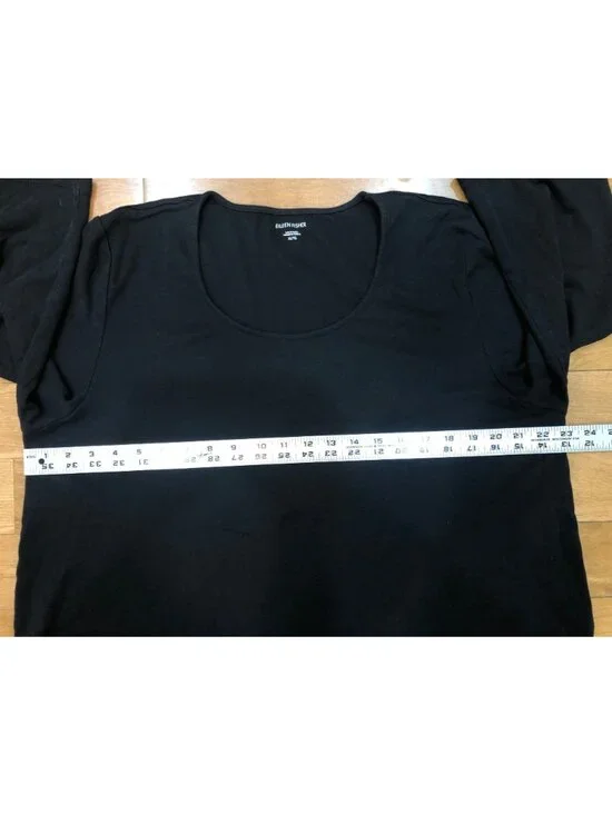 Eileen Fisher 100% Organic Cotton 3/4 Sleeve Scoop Neck Black Tunic Tee Size XL - Picture 7 of 9